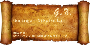 Geringer Nikoletta névjegykártya